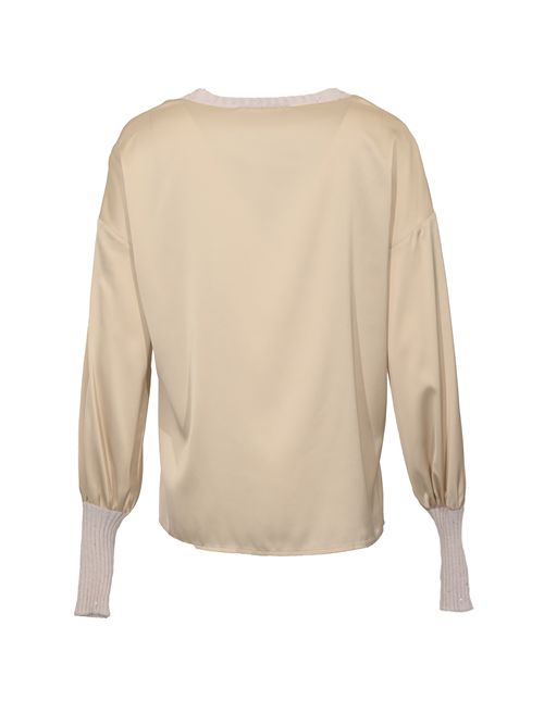 Blusa tunica in raso con cristalli D. Exterior | 617087GESS